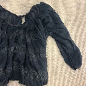 Free People Elegant Navy Blue Women's Top